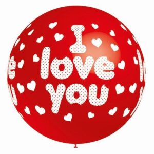 Balão Látex Vermelho 90cm Impresso - I Love You