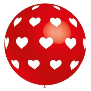 Balão Látex Vermelho 90cm Impresso - Corações