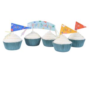 Conjunto para Cupcake Feliz Aniversário - Formas e Toppers
