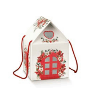 Caixa Casinha Natal com Cordão 20x20x18cm