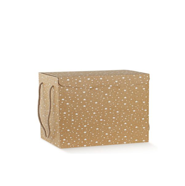 Caixa Kraft Estrelinhas 24.5x24.5x18cm Unid