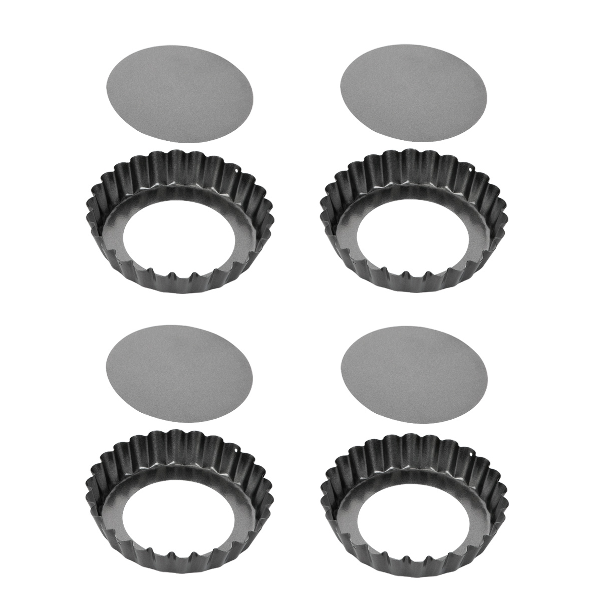 Forma de tarte ondulada desmontável ø10 cm - 4 pcs