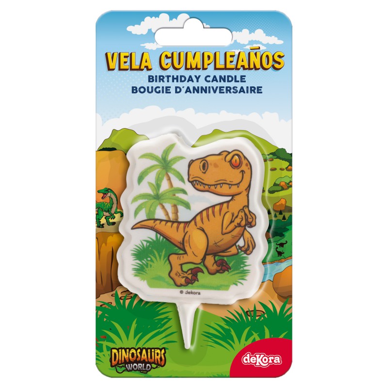 Alternative view of Vela 2D Aniversário Dinossauro 7,5cm
