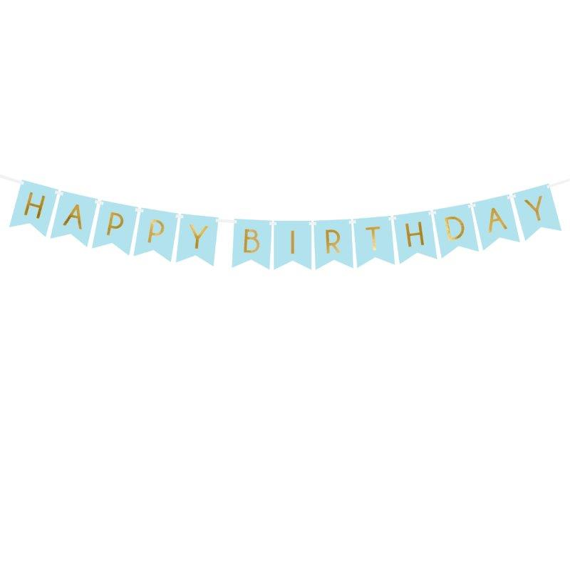 Grinalda Happy Birthday Azul Claro