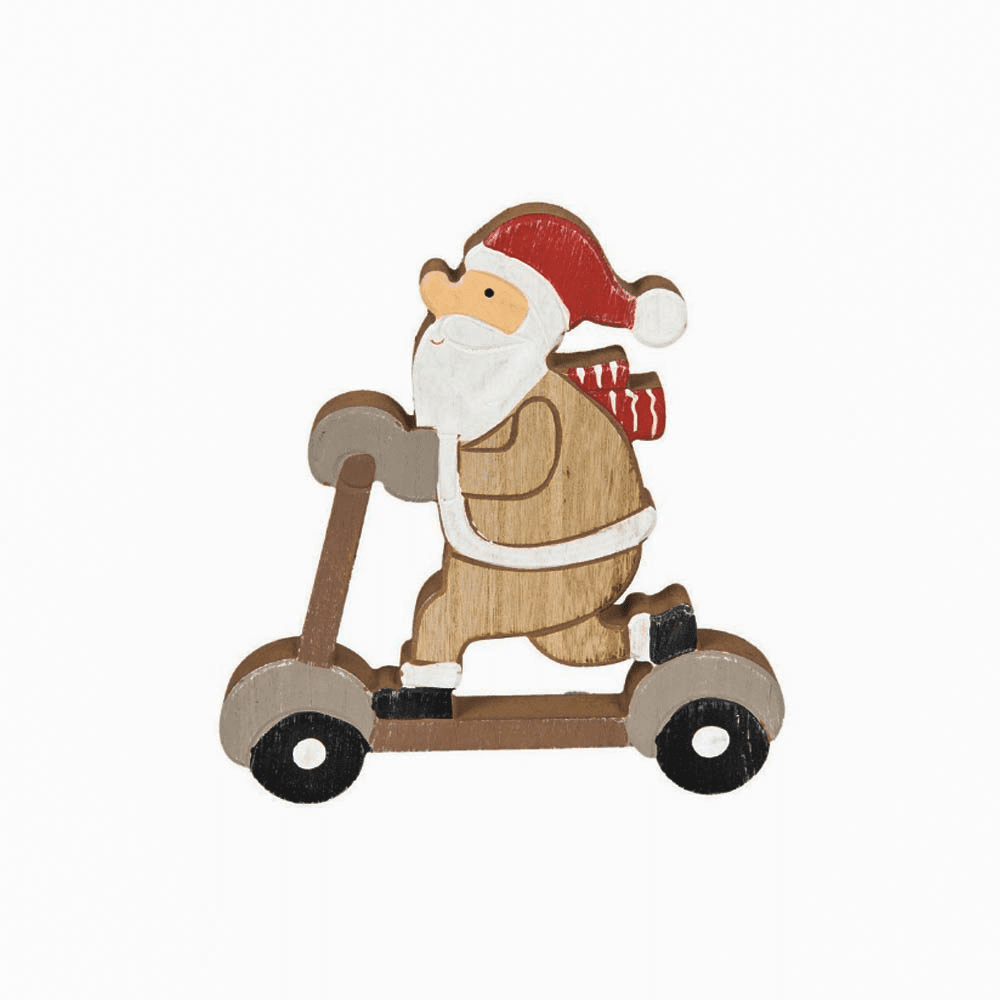 Figura Madeira Pai Natal Trotineta