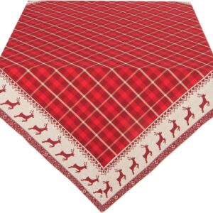 Toalha de Mesa Xadrez Vermelho c/ Renas